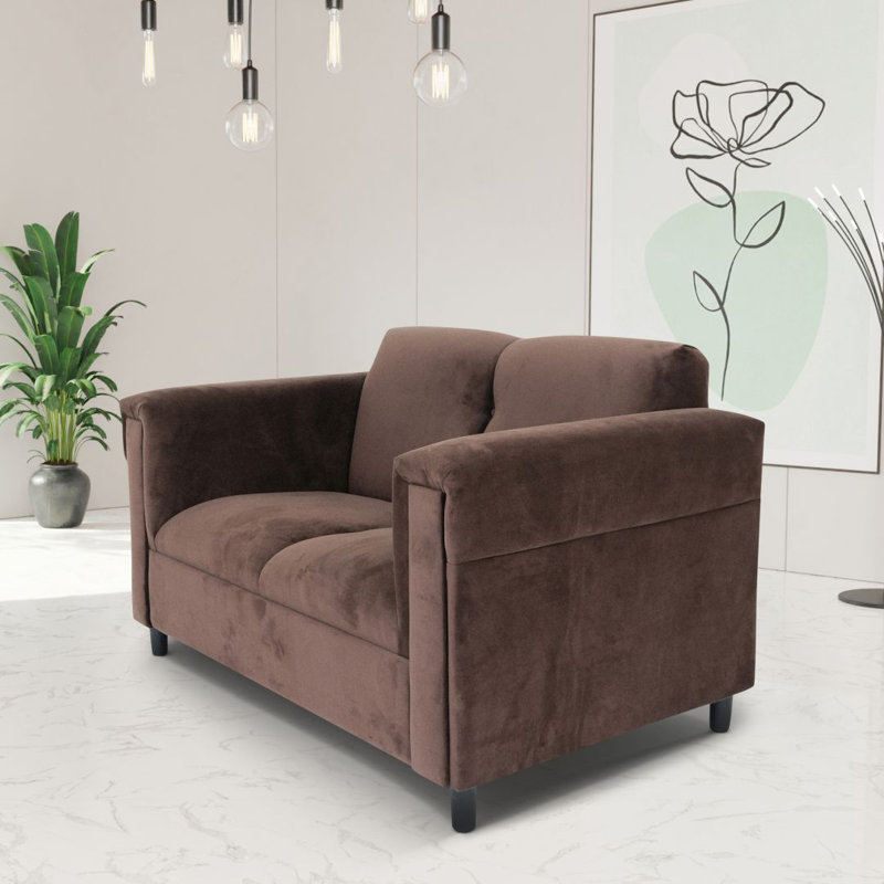 Macfarland Broadway Modern Suede Loveseat Sofa Couches for Living Room with Solid Wood Frame
